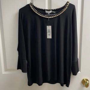 Calvin Klein scoop neck black blouse